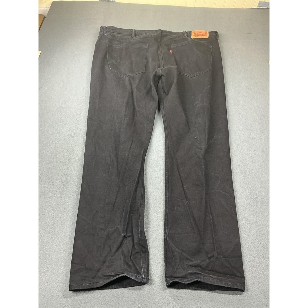 Levis 501 Jeans Mens 44x32 Dark Wash Black Straight Button Fly Stretch Denim